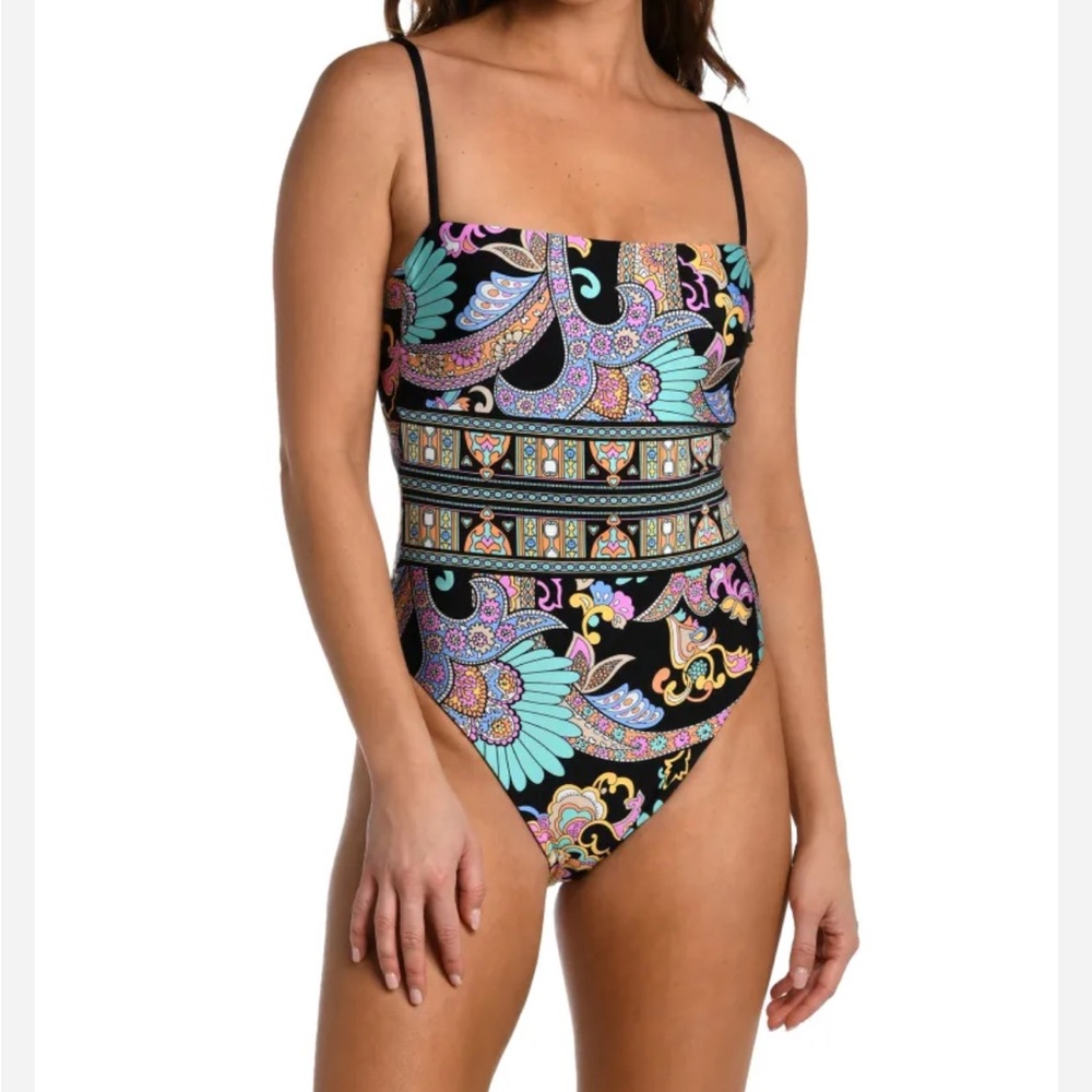 Sunshine 79 Paisley Patchwork Reversible Bandeau One Piece Swimsuit Size 10